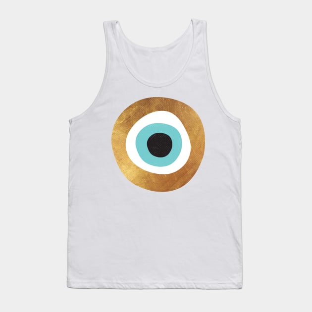 Gold Evil Eye 70s Bohemian Lucky Charm Tank Top by Inogitna Designs